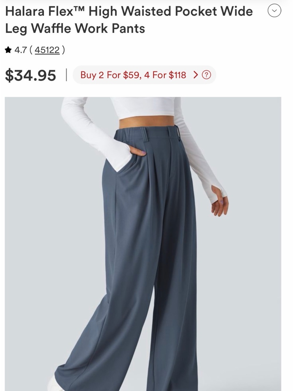 NWOT HALARA Flex Wide-Leg Waffle Dress Pants
